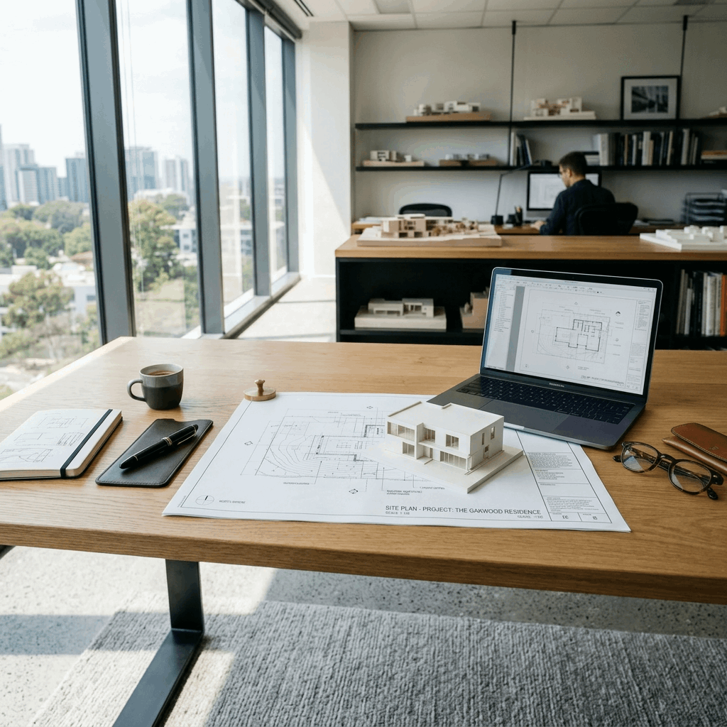 Comparison of blueprint types — site plan, architectural drawing, and engineering drawing