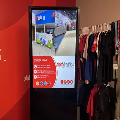 digital kiosk at AlphaGraphics Bear-Glasgow