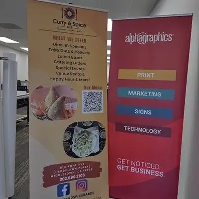 retractable banner at AlphaGraphics Bear-Glasgow