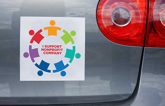Bumper sticker for a non profit organization