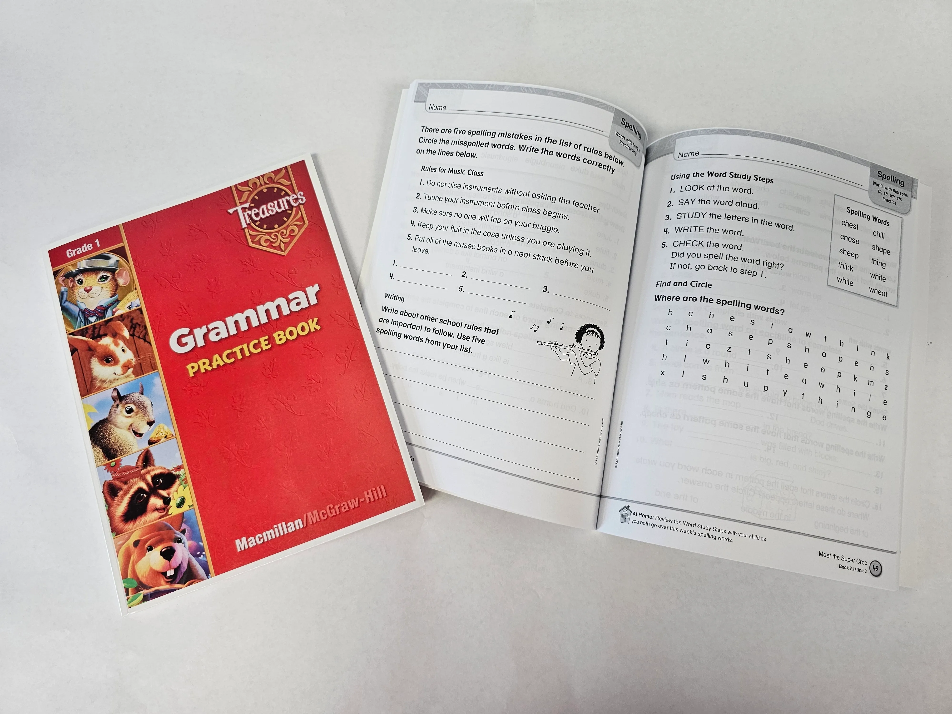 A children's grammar workbook titled 